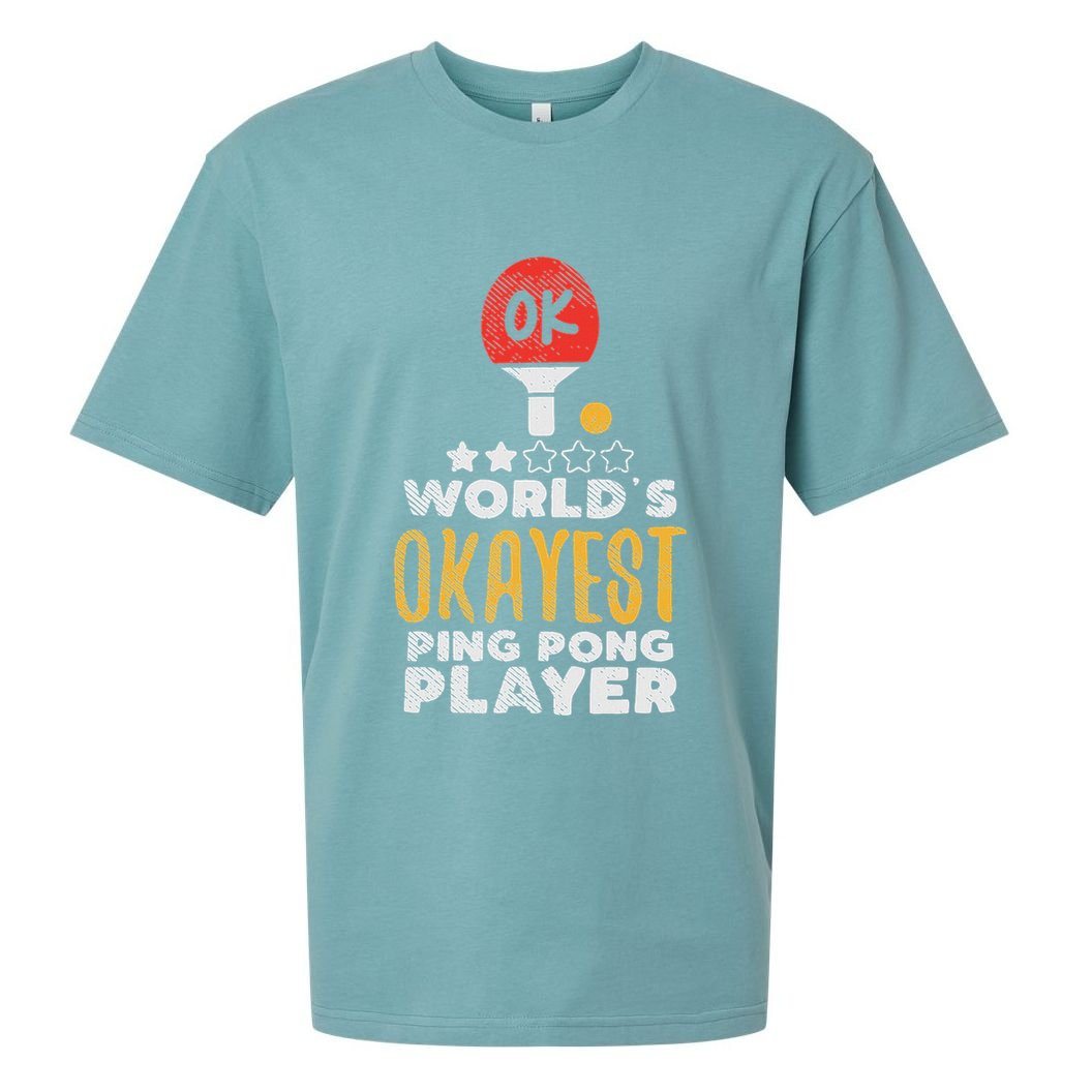 World's Okayest Ping Pong Player Funny Table Tennis Gift Sueded Cloud Jersey T-Shirt