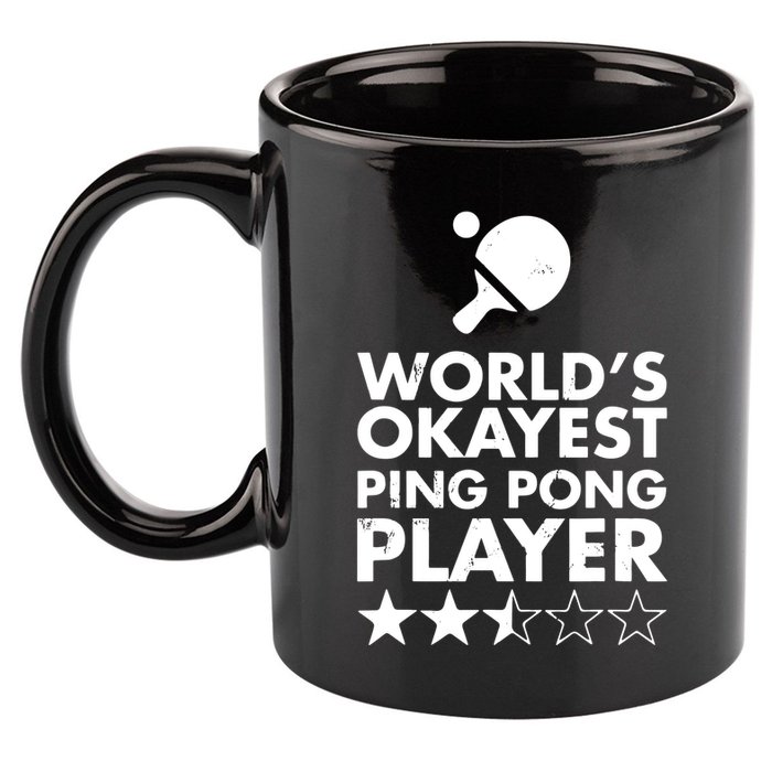 Worlds Okayest Ping Pong Player Trophy 11oz C Handle Ceramic Mug