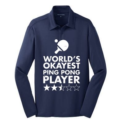 Worlds Okayest Ping Pong Player Trophy Silk Touch Performance Long Sleeve Polo