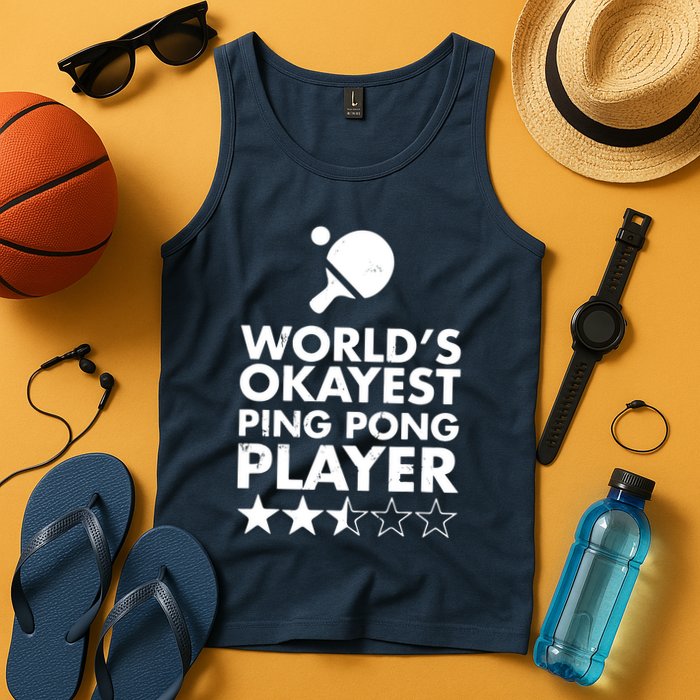 Worlds Okayest Ping Pong Player Trophy Tank Top