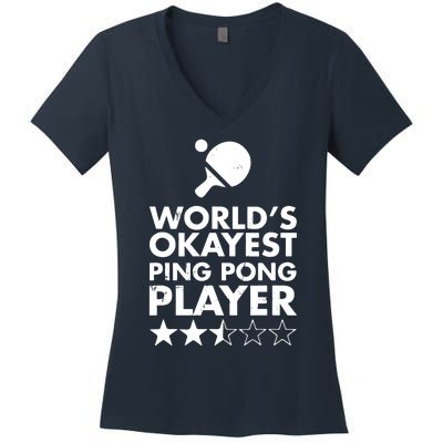 Worlds Okayest Ping Pong Player Trophy Women's V-Neck T-Shirt