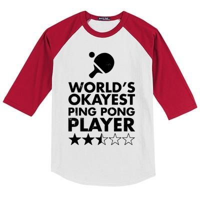 Worlds Okayest Ping Pong Player Trophy Kids Colorblock Raglan Jersey