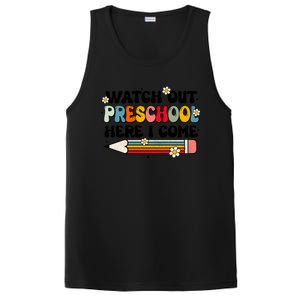 Watch Out Preschool Here I Come Back To School Groovy Gift PosiCharge Competitor Tank