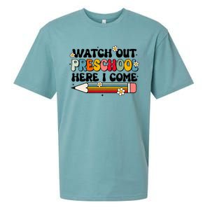 Watch Out Preschool Here I Come Back To School Groovy Gift Sueded Cloud Jersey T-Shirt