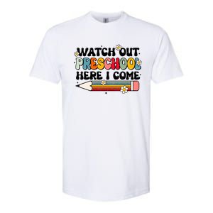 Watch Out Preschool Here I Come Back To School Groovy Gift Softstyle CVC T-Shirt