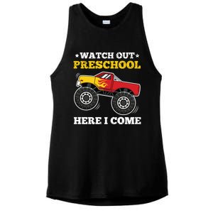 Watch Out Preschool Here I Come Back To School Monster Truck Gift Ladies PosiCharge Tri-Blend Wicking Tank