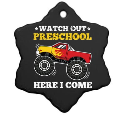 Watch Out Preschool Here I Come Back To School Monster Truck Gift Ceramic Star Ornament