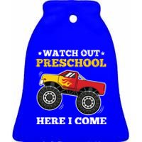 Watch Out Preschool Here I Come Back To School Monster Truck Gift Ceramic Bell Ornament