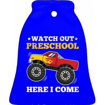 Watch Out Preschool Here I Come Back To School Monster Truck Gift Ceramic Bell Ornament