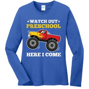 Watch Out Preschool Here I Come Back To School Monster Truck Gift Ladies Long Sleeve Shirt