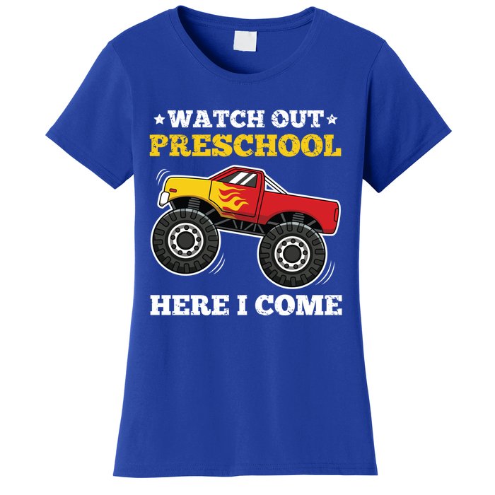 Watch Out Preschool Here I Come Back To School Monster Truck Gift Women's T-Shirt