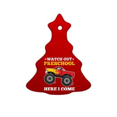 Watch Out Preschool Here I Come Back To School Monster Truck Gift Ceramic Tree Ornament