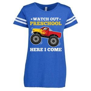 Watch Out Preschool Here I Come Back To School Monster Truck Gift Enza Ladies Jersey Football T-Shirt