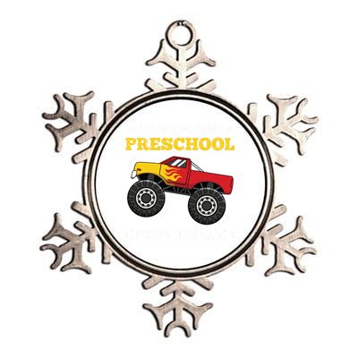 Watch Out Preschool Here I Come Back To School Monster Truck Gift Metallic Star Ornament