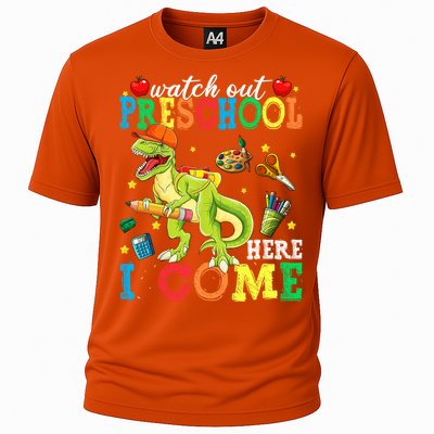 Watch Out Preschool Here I Come Dinosaur Back To School Gift Cooling Performance Crew T-Shirt