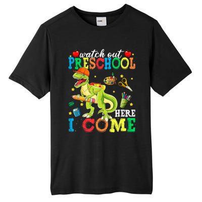 Watch Out Preschool Here I Come Dinosaur Back To School Gift Tall Fusion ChromaSoft Performance T-Shirt