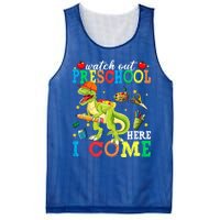 Watch Out Preschool Here I Come Dinosaur Back To School Gift Mesh Reversible Basketball Jersey Tank