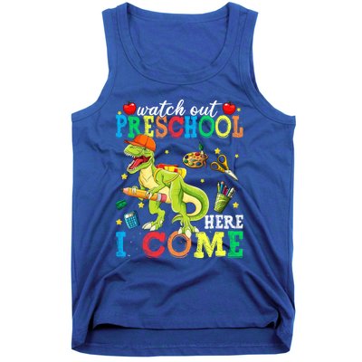 Watch Out Preschool Here I Come Dinosaur Back To School Gift Tank Top