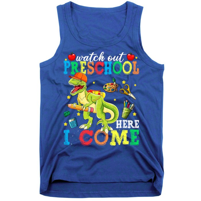 Watch Out Preschool Here I Come Dinosaur Back To School Gift Tank Top