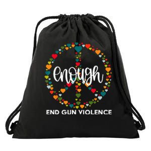 Wear Orange Peace Sign Enough End Gun Violence Drawstring Bag