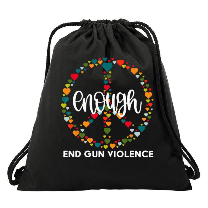 Wear Orange Peace Sign Enough End Gun Violence Drawstring Bag