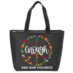 Wear Orange Peace Sign Enough End Gun Violence Zip Tote Bag