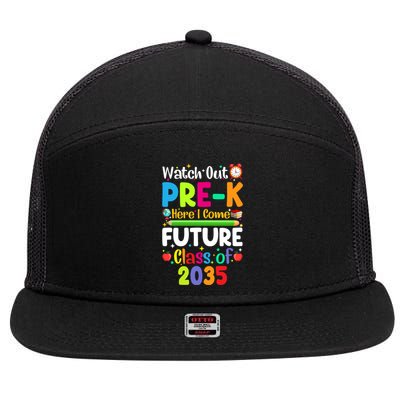 Watch Out PreK Here I Come Funny Back To School Cool Gift 7 Panel Mesh Trucker Snapback Hat