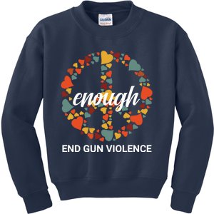 Wear Orange Peace Sign Enough End Gun Violence Kids Sweatshirt