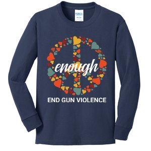 Wear Orange Peace Sign Enough End Gun Violence Kids Long Sleeve Shirt