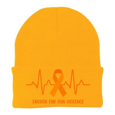 Wear Orange Peace Sign Enough End Gun Violence Knit Cap Winter Beanie