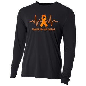 Wear Orange Peace Sign Enough End Gun Violence Cooling Performance Long Sleeve Crew