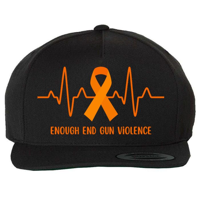 Wear Orange Peace Sign Enough End Gun Violence Wool Snapback Cap