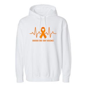 Wear Orange Peace Sign Enough End Gun Violence Garment-Dyed Fleece Hoodie