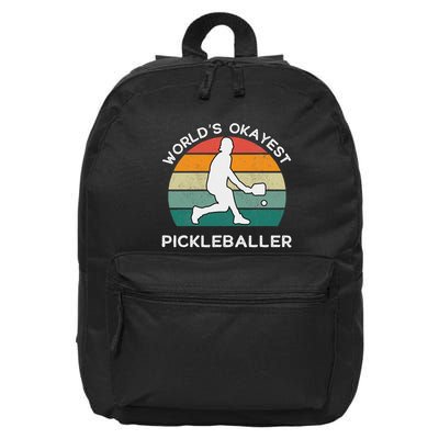 WorldS Okayest Pickleballer Funny Retro Pickleball Player 16 in Basic Backpack