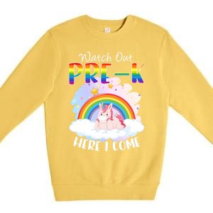 Watch Out Pre K Back To School Unicorn Teacher Gift Premium Crewneck Sweatshirt