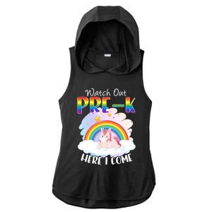 Watch Out Pre K Back To School Unicorn Teacher Gift Ladies PosiCharge Tri-Blend Wicking Draft Hoodie Tank