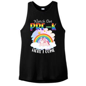 Watch Out Pre K Back To School Unicorn Teacher Gift Ladies PosiCharge Tri-Blend Wicking Tank