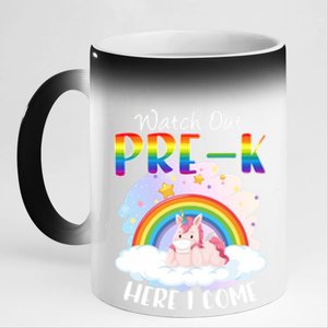 Watch Out Pre K Back To School Unicorn Teacher Gift 11oz Black Color Changing Mug