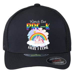 Watch Out Pre K Back To School Unicorn Teacher Gift Flexfit Unipanel Trucker Cap