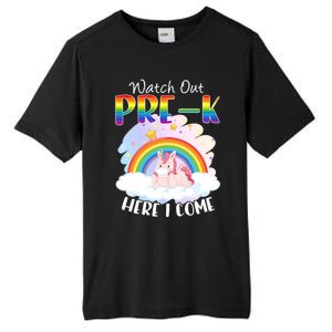 Watch Out Pre K Back To School Unicorn Teacher Gift Tall Fusion ChromaSoft Performance T-Shirt