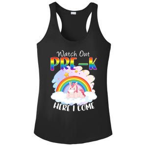 Watch Out Pre K Back To School Unicorn Teacher Gift Ladies PosiCharge Competitor Racerback Tank