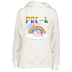 Watch Out Pre K Back To School Unicorn Teacher Gift Womens Funnel Neck Pullover Hood