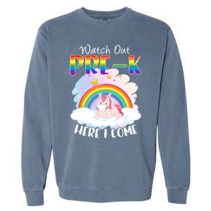 Watch Out Pre K Back To School Unicorn Teacher Gift Garment-Dyed Sweatshirt