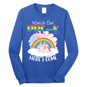 Watch Out Pre K Back To School Unicorn Teacher Gift Long Sleeve Shirt