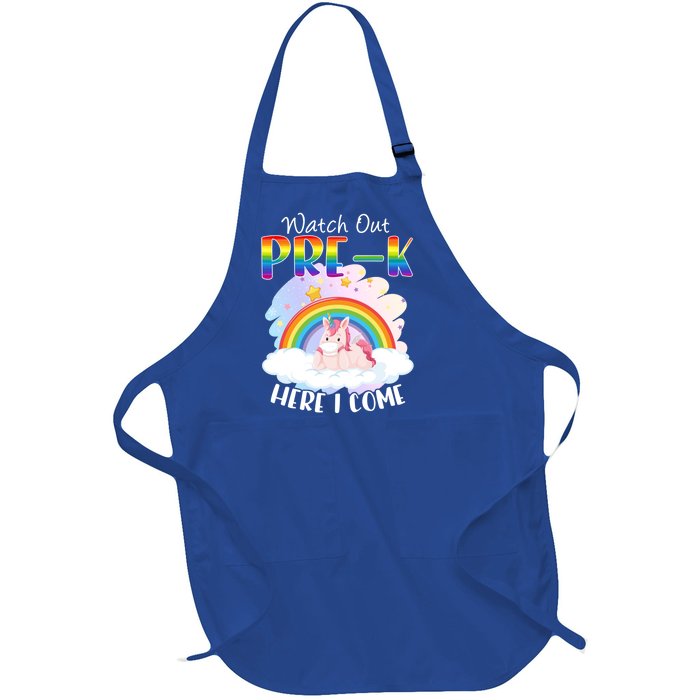 Watch Out Pre K Back To School Unicorn Teacher Gift Full-Length Apron With Pockets