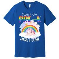 Watch Out Pre K Back To School Unicorn Teacher Gift Premium T-Shirt