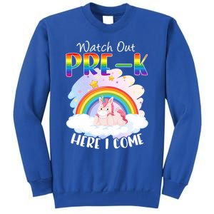 Watch Out Pre K Back To School Unicorn Teacher Gift Tall Sweatshirt