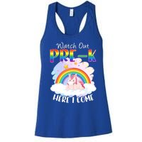 Watch Out Pre K Back To School Unicorn Teacher Gift Women's Racerback Tank