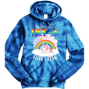 Watch Out Pre K Back To School Unicorn Teacher Gift Tie Dye Hoodie