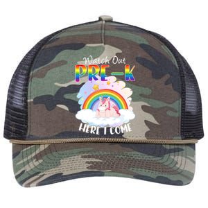 Watch Out Pre K Back To School Unicorn Teacher Gift Retro Rope Trucker Hat Cap